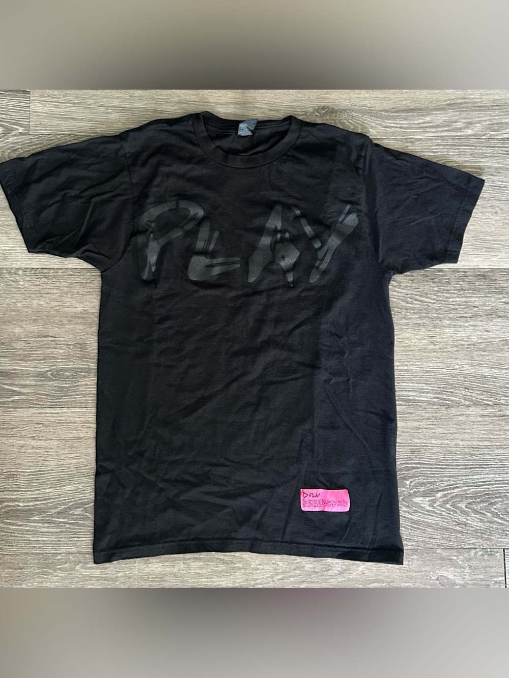 Hot Topic Black Short Sleeve Tee with Pink Patch
